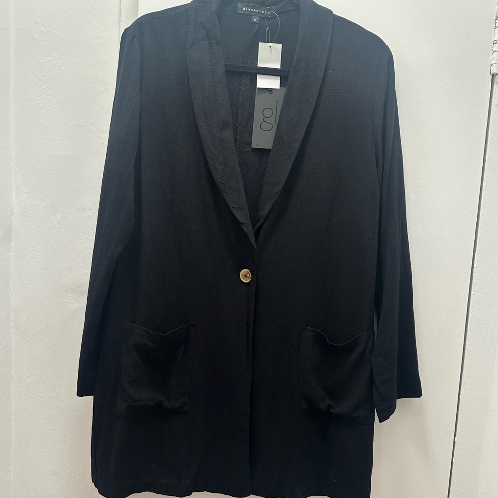 NWT black linen blazer